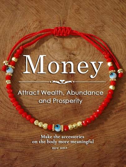 Handgjort armband med röda glaspärlor och ögon - Ger rikedom och välstånd, gör kroppsaccessoarer mer meningsfulla - Perfekt smyckespresent till vänner/nära och kära, för män och kvinnor