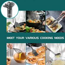 15PCS Kitchen Silicone Utensils Set-Cooking Utensils Set With Handle Non-Stick Cooking Spoons Utensil Sets Silicone Kitchen Utensils Set Heat Resistant Kitchen Tools Heat Resistant Set - Grey - View 5