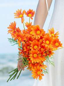 2/5/10Pcs Chamomile Simulation Flower Artificial European Table Small Daisy Bouquet Fake Flower Wild Chrysanthemum Flower Perfect For Home Decor, Christmas, Halloween, Graduation - Photography Props, Wedding Party Decorations! Gifts Birthday,Fall Decor,Autumn