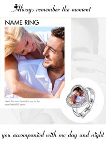 925er Sterlingsilber Herzförmiger Foto-Ring - ein sentimentales & personalisiertes Geschenk für Liebende, Freunde oder Familie. Ideal für Geburtstage, Jahrestage, Valentinstag, Weihnachten