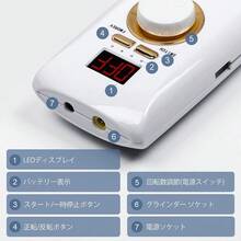 電動ネイルマシン 30000RPM プロ ネイルドリル 研磨 爪磨き ネイルマシーン 自宅サロン用 低騒音 低振動 8個のビット (ホワイト) - なし - チェックする 4