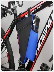 Bolsa triangular para bicicleta de montaña, organizador de almacenamiento triangular para ciclismo al aire libre, bolsa triangular para bicicleta de ruta y montaña, bolsa para manubrio de bicicleta de 1.5L con soporte para botella de agua, apto para diversas bicicletas, bolsa de almacenamiento triangular y soporte para botella de agua (botella de agua no incluida)