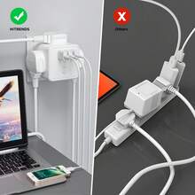 HITRENDS 1个英式插头墙壁电源插座，带3个USB-A充电端口、电源适配器、浪涌保护电源条、LED显示主开关插座，13A 250V 2500W，白色，适用于家庭、旅行、办公室、宿舍电源转换 - 英規插(220-240V) - 查看 6
