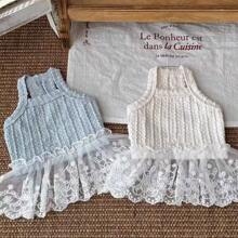 Frühlings- und Sommer-Spitze-Prinzessin Trägertop-Kleid für kleine Hunde, sortierte Stofftexturen, Hunde/Katzen Kleidung