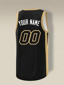 Black Customized Basketball Jersey, Double-Sided Print, Customizable Name And Number, Men's Sports Blank Team Uniform - Black - View 4