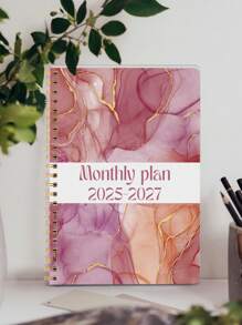 1 caderno de calendário semanal e mensal para mulheres e homens, caderno de ano letivo mensal 2025-2027 com anotações, material de escritório e escolar, presentes perfeitos para material escolar, volta às aulas
