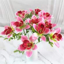 10 Sträuße mit künstlichen Outdoor-Blumen, realistische Phalaenopsis und kleine Kätzchen, lose künstliche Blumen, geeignet für die Dekoration von Innenhöfen, Gärten, Terrassen, Veranden, Wohnzimmern, Schlafzimmern, Büros, Hotels, perfekt als Muttertags-, Geburtstags-, Verlobungs- oder Brautstrauß-Geschenk, für den Innen- und Außenbereich ganzjährig dekorativ