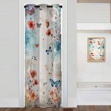 Local Warehouse, Curtains -Moth Butterfly Door Curtain For Doorway, Mushroom Moon Phase Boho Flowers Closet Door Cover Curtain For Bedroom Living Room Closet Door, 1 Panel 34" W X 80" L - Butterfly_a41 - View 1