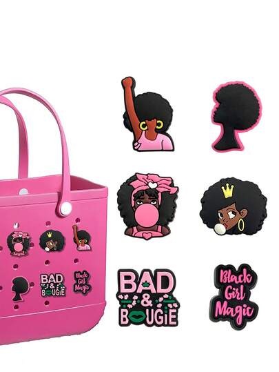 18/16/Pcs Charms For Bogg Bags Afro-Centric Beach Bag Accessories Lightweight, Waterproof Clips For Summer Totes, Pool & Travel For Women Girls