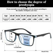 1pc Business Style Multifocal Reading Glasses, 2-In-1 Progressive Hd Lens Bifocal Eyeglasses, Comfortable Everyday Multi-Purpose - Dark Blue - View 7