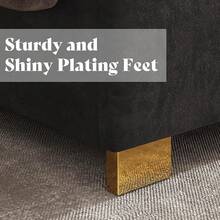 Queen/King Upholstered Velvet Bed Frame With Gold Trim Headboard, Sturdy Modern Platform Design, No Box Spring Required, Black - 黑色 - 查看 7