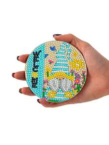 New Diamond Painting Coasters Round Full Drill Heat Insulation Mat Animal Shaped Table Mat DIY Asymmetrical Coasters With Holder