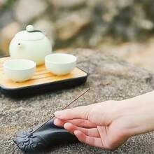 2pcs Black Ceramic Buddha Hand & Frog Incense Burner, Home Use Ceramic Incense Holder, Creative Aromatherapy Burner, Sandalwood Incense Burner