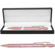 Local ShippingCustom Ballpoint Pens With Stylus,Personalized Pen Bulk With Name Free Engraving,Engraved Text Message Logo,Customized Gifts For Business,Graduation,Wedding,Birthday,Christmas-Black Ink - Rose Gold - View 8