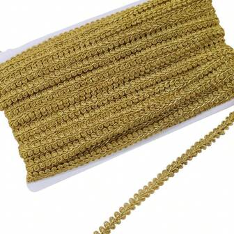 多用途金属蕾丝丝带 20 米/卷，10 毫米金色编织蕾丝饰边礼品包装蝴蝶结，适用于婚礼装饰/工艺珠宝/窗帘升级