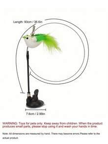逗猫棒玩具，带羽毛和铃铛，钢杆吸盘底座，自娱自乐猫玩具 | 趣味猫玩具 | 耐用猫玩具，人造纤维羽毛逗猫棒，猫咪用品 - 紫色 - 查看 8