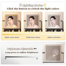 EnHomee Black Vanity Desk With Mirror And Lights, Small Makeup Vanity Desk With Fabric Drawers & Power Outlet, Modern Dressing Table For Bedroom, Black - 查看 5