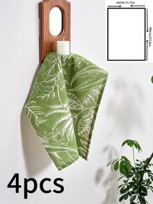 1/4/6/12pcs Green Maple Leaf Print Napkins, Simple Rustic Kitchen Placemats, Rectangle Table Mats For Dining, Parties, Events, All Seasons - Green - View 14