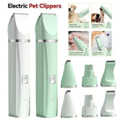 4-In-1 & 2-In-1 Rechargeable Pet Grooming Clipper Set, For Trimming Pet Nails And Fur