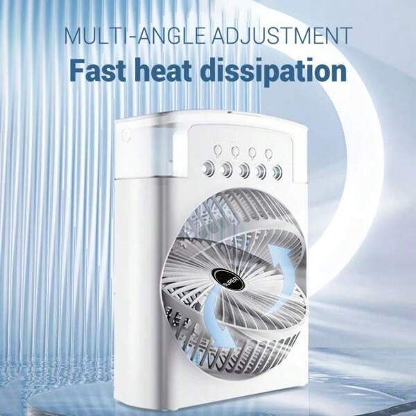 Nuevo ventilador/aire acondicionado/humidificador 3 en 1 para uso doméstico, mini enfriador de aire con luz LED nocturna, ventilador portátil para ajustar el aire, para sala de estar, cocina, dormitorio, camping, regalo.