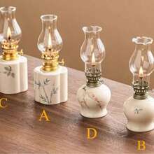 1Pc Ceramic Kerosene Lamp Tea Ceremony Atmosphere Candle Old Butter Lighting Decoration(Without Lamp Oil)