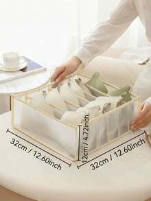 1 件/2 件白色/灰色/米色/粉色内衣收纳盒 - 6 格内衣收纳盒、可折叠内衣隔层收纳盒、衣柜收纳隔层、家用胸罩抽屉收纳盒