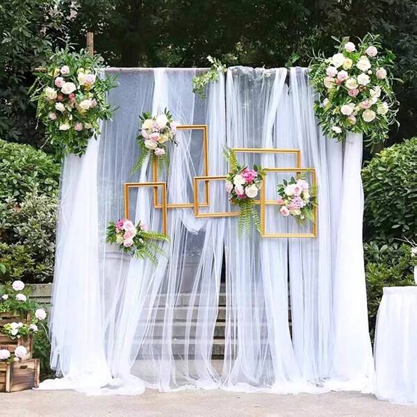 1pc 1.6x10M Tulle Backdrop Cloth,White Organza Fabric , Birthday Wedding Party Photography Backdrop Decor,Wedding Arch Decoration