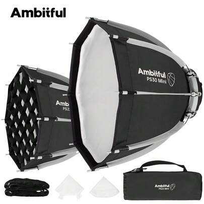  Ambitful PS22 8.6in PS30 11.8in Quick Octagonal Mini Bowens Grid Softbox For YN150 IFOOTAGE Nanlite Forza 60 Photography Light