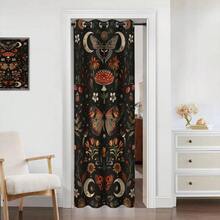 Local Warehouse, Curtains -Moth Butterfly Door Curtain For Doorway, Mushroom Moon Phase Boho Flowers Closet Door Cover Curtain For Bedroom Living Room Closet Door, 1 Panel 34" W X 80" L - 蛾蝴蝶_a46 - 查看 2
