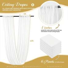 YMHPRIDE 6 Panels White Ceiling Drapes For Wedding Ceiling Drapes 5ftx10ft Wedding Arch Draping Fabric Sheer Curtains Chiffon Fabric Wedding Ceiling Decorations For Party Ceremony Stage Wedding Decoration - trắng - Xem 3