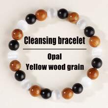 Opal Bracelets For Men Natural Stone Healing Beads Bangles Punk Jewelry - 8mm - View 2