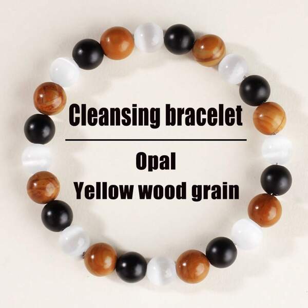 Opal Bracelets For Men Natural Stone Healing Beads Bangles Punk Jewelry