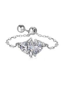 ESBERRY 1 chiếc nhẫn bạc 925 cao cấp, độc đáo, đính đá Zirconia hồng, có thể điều chỉnh kích cỡ, thích hợp làm quà cưới, sinh nhật hoặc quà Ngày của Mẹ cho phụ nữ. - Nhiều màu - Xem 13