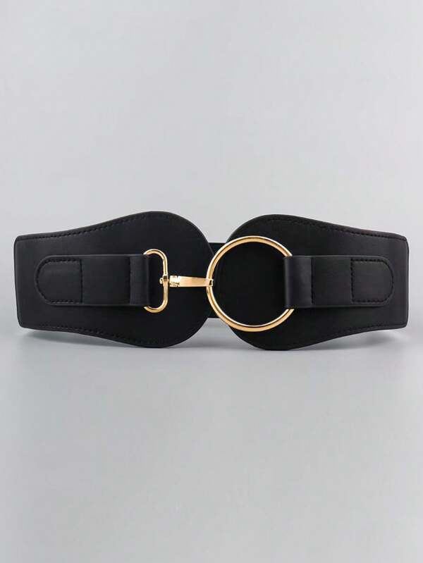 1 قطعة حزام أساسي بسيط للنساء ذو خصر مطاطي باللون الأسود، مناسب لحفلات الهالوين أو التنسيق مع الملابس اليومية