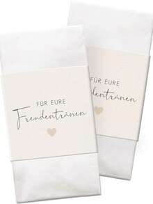 50入德國婚禮 Happy Tears 衛生紙套，FÜR EURE Freundentränen 紙套，米色愛心印花一次性衛生紙套，婚禮新娘禮物客賓派對裝飾 - 彩色 - 查看 11