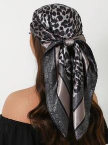 1 pieza Pañuelo de lujo de 90cm para mujer, pañuelo cuadrado estampado a la moda, pañuelo de poliéster versátil y casual para todas las estaciones