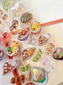 3D Embossed Fun Acrylic Diamond Stickers, Sushi Shiba Inu Handmade DIY Decorative Embossed Quirky Stickers