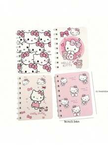4pcs Sanrio Hello Kitty Spiral Notebooks - Thick & Cute Cartoon Theme Daily Memo Pad, Suitable For School, Office, Sanrio Stationery