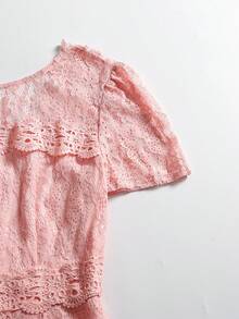 Women's Party Dress, Romantic Lace Embroidered Lace Short Sleeved Backless Sexy Evening Dress