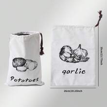 3pcs Set Potato/Onion/Garlic Storage Bags - Tidy Up The Messy Kitchen - Organized Storage - Delay Sprouting - White - View 2