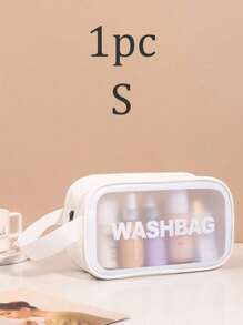 1 pièce Sac de toilette imperméable en PVC, sac de maquillage portable de grande capacité, pour le voyage, la plage, l'université, range les cosmétiques, les articles de toilette et les accessoires