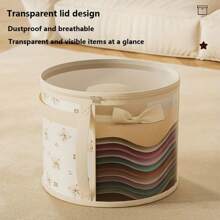 1pc Fashionable Bear Design Hat Storage Bucket, Round Stackable Hat Container With Large Front Window, Portable Zippered Clothes Storage Basket, Suitable For Beach Hats And Wide-Brim Hats, Gender Reveal Party, Perfect For Birthdays, Weddings, Parties, The Perfect Gift For Colleagues, Friends, And Family, Back To School