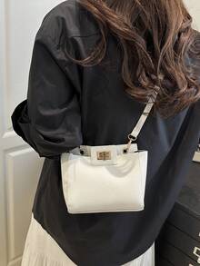 Bolsa de Couro Sintético Moderna para Transporte, Bolsa de Mão Delicada Pequena, Bolsa de Trabalho Multifuncional Avançada. Adequada para Compras, Carteira, Estudantes, Mulheres Jovens, Mulheres de Escritório. Ótima para Escritório, Faculdade, Trabalho, Negócios, Transporte, Atividades ao Ar Livre, Viagens e Uso Geral - Branco - Visão 3