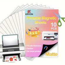 KRYON 4 X 6 Inch 10 PCS Matte Printable Magnetic Sheets Non Adhesive 16 Mils Thickness Magnet Photo Paper For Inkjet Printers