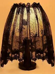 1 Pieza de Cortina Valance de Encaje Negro con Telaraña, Decoración de Fiesta de Halloween, Bufanda para la Chimenea, Cortina para Puerta, Pantalla de Lámpara, Cortina Corta Tipo Cenefa Apropiada para Gabinete, Cocina, Decoración del Hogar, Decoración de la Habitación