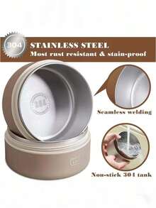 2025新款夏季304不锈钢保温饭盒3分隔堆叠设计独立包装防止食物串味持久保鲜保温3小时微波炉加热无需盖防漏 - 咖啡棕 - 查看 9