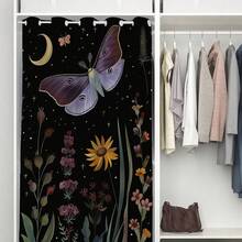 Local Warehouse, Curtains -Moth Butterfly Door Curtain For Doorway, Mushroom Moon Phase Boho Flowers Closet Door Cover Curtain For Bedroom Living Room Closet Door, 1 Panel 34" W X 80" L - 蝴蝶_a44 - 查看 3