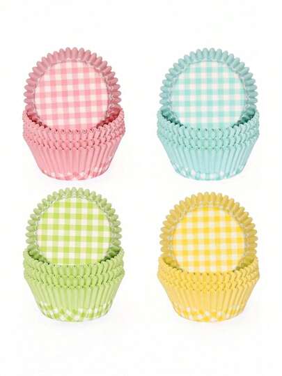 50/100/150 pièces Caissettes à Cupcakes - Moules à Muffins et Mochi anti-graisse, motif à carreaux classique, plusieurs couleurs disponibles. Moules de cuisson jetables, idéaux pour les mariages, les fêtes, la cuisson professionnelle et domestique.