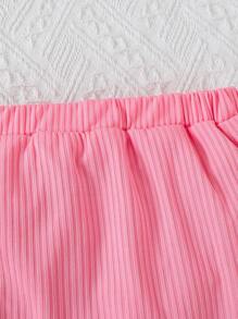 Conjunto de 2 piezas de verano para niñas, top sin tirantes y falda mini con estampado de mariposa, adecuado para niñas de 4 a 7 años, para usar en exteriores, diario y estilo casual elegante