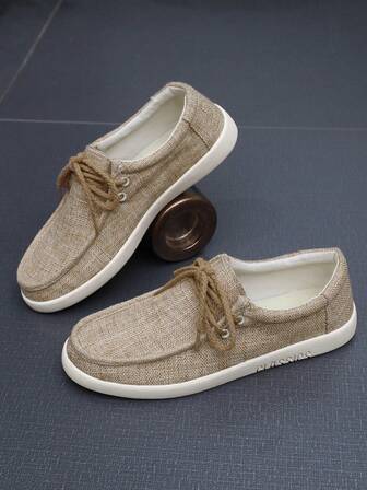 TOLLN 1 Paar Herren Leinen Oberteil, Gummisohle, rutschfest, strapazierfähig, atmungsaktiv, bequeme Freizeitschuhe